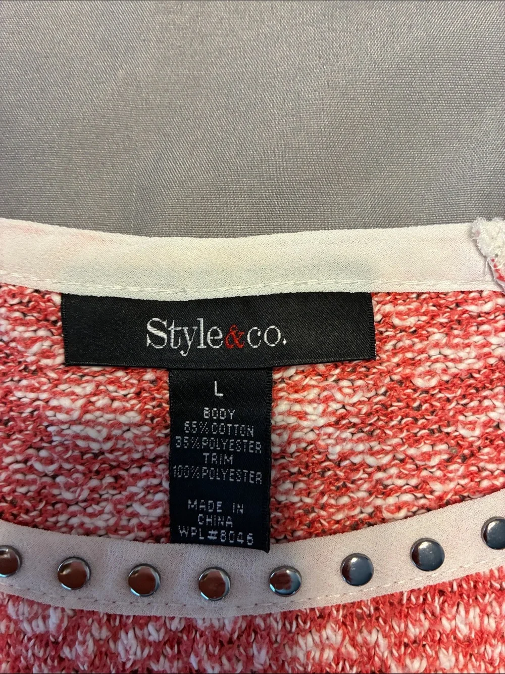 Style & Co. Coral-Pink Scoop Neck Knit Sweater with Cream Trim